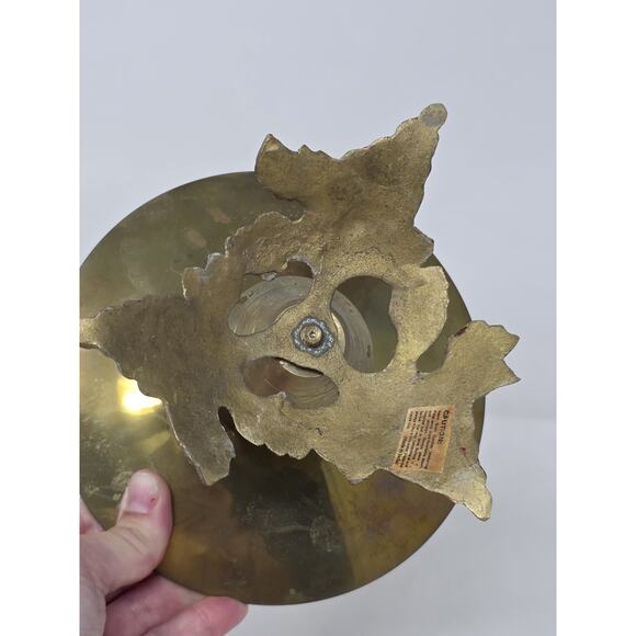 Vintage Brass Pillar Candle Holder Grape Vine 4”H 6.5”W Cottage Retro - Picture 8 of 11